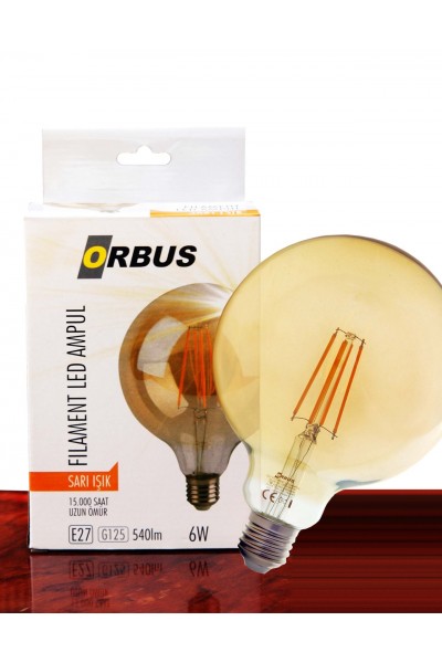 KRN028896 Orbus ORB-GB6W G95 6W E27 لمبة خيوط LED مزخرفة باللون الأصفر الأصفر