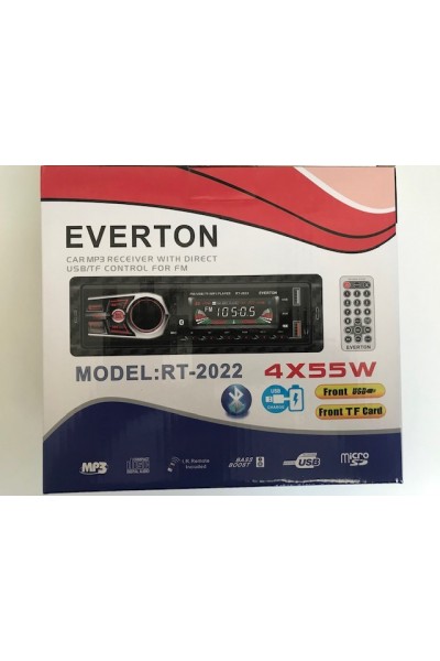 KRN028918 Everton Rt-2022 بلوتوث TF-Usb بطاقة ملونة LCD Aux Fm 4X55W راديو السيارة الذي يتم التحكم فيه عن بعد