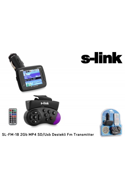 KRN028953 S-link SL-FM-18 2gb mp4 جهاز إرسال SD + USB يدعم التحكم عن بعد في عجلة القيادة