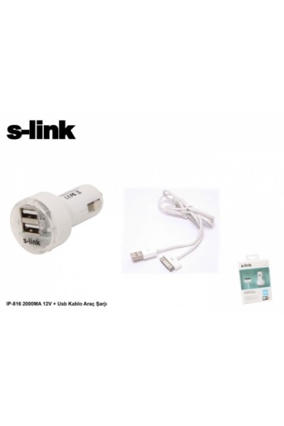 KRN028969 S-link IP-816 2000ma 12v شاحن سيارة كابل USB