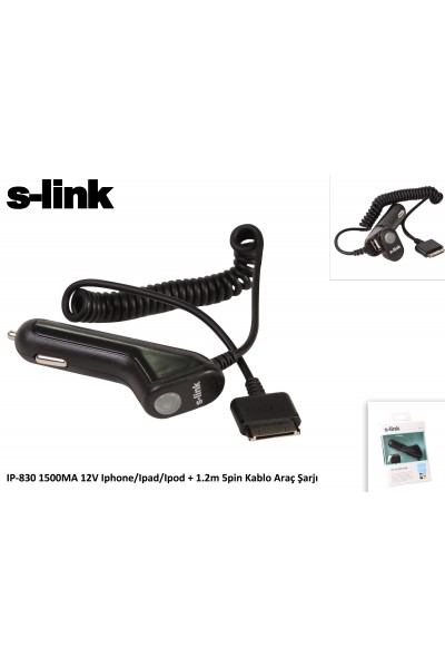 KRN028971 شاحن سيارة S-link IP-830 1500ma 12v ipod-iphone-ipad