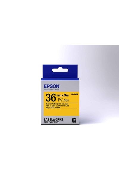 KRN029283 ملصق Epson LK-7YBP أسود على أصفر باستيل 36 مم بطول 9 متر