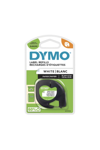 KRN029357 DYMO S0721510 شريط ورق LetraTag (12 مم × 4 متر)، أبيض (59421) 91200