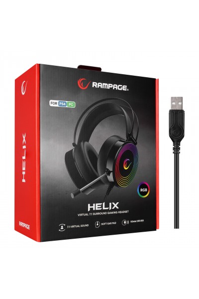 سماعة ألعاب KRN029811 Rampage RM-K97 HELIX USB 7.1 إصدار RGB مع ميكروفون