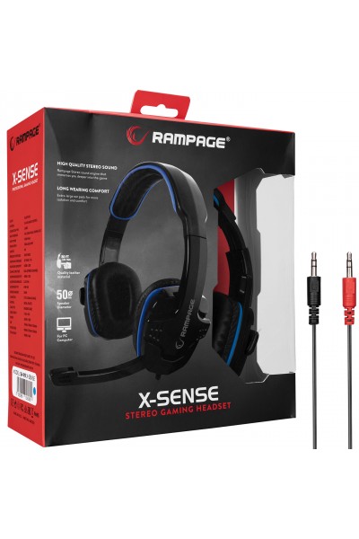 KRN029813 سماعة الألعاب Rampage SN-R9 X-SENSE باللون الأسود والأزرق مع ميكروفون