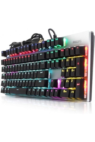 KRN029903 Philips SPK8404 لوحة مفاتيح ميكانيكية للألعاب RGB LED LIGHT (طول الكابل 1.60 سم) مفتاح قفل القبعات