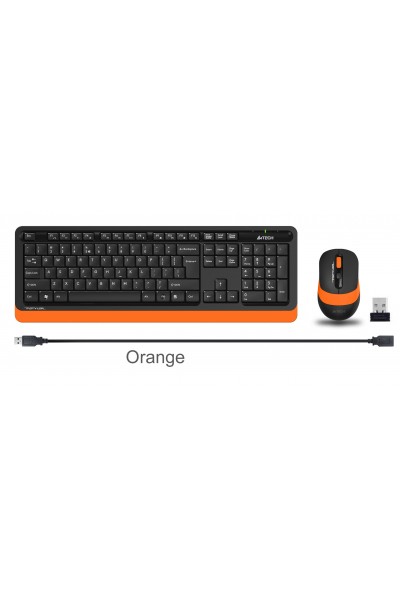 KRN029928 A4 Tech Fg1010 2.4G Orange Q Fn-Mm Klv+مجموعة ماوس بصري