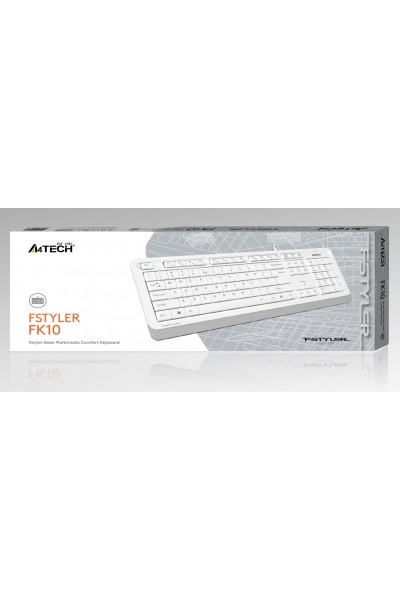 KRN029933 لوحة مفاتيح A4 Tech Fk10 Q USB Fsytyler باللون الأبيض Tr Fn-Mmedya