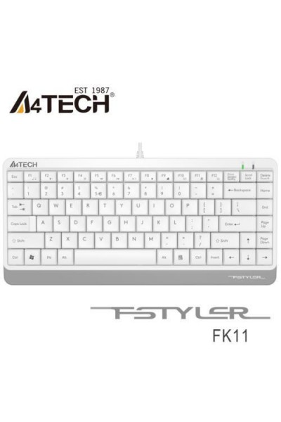 KRN029937 A4 Tech FK11 Q لوحة مفاتيح صغيرة سلكية بمنفذ USB مم باللون الأبيض