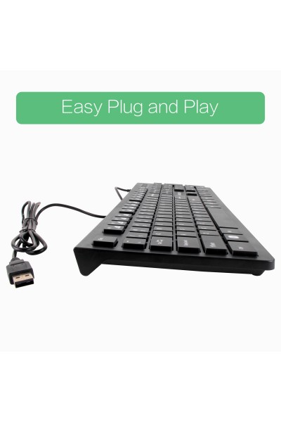 KRN029963 Vcom DK123 USB لوحة مفاتيح باللغة الإنجليزية باللون الأسود