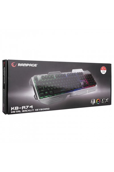 KRN030066 لوحة مفاتيح Rampage KB-R74 بإضاءة خلفية USB للألعاب Q للوسائط المتعددة