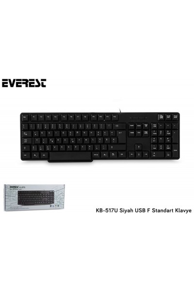 KRN030086 Everest KB-517UF لوحة مفاتيح USB F قياسية باللون الأسود