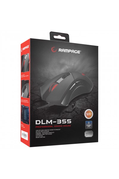 ماوس ألعاب ماكرو أسود KRN030284 Rampage DLM-355 USB