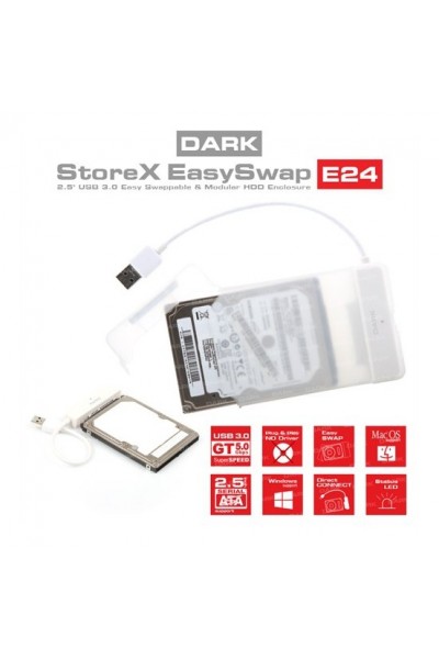 KRN030440 داكن DK-AC-DSE24U3 توركس E24 2.5 بوصة USB 3.0 SATA