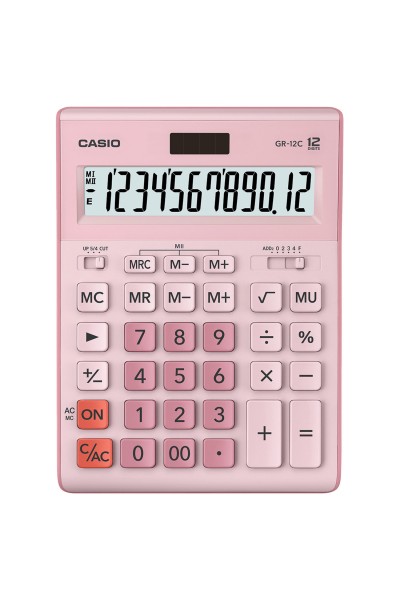 KRN030518 آلة حاسبة مكتبية من كاسيو GR-12C-PK ذات 12 رقم باللون الوردي