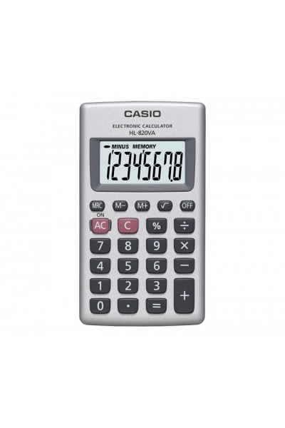 KRN030554 كاسيو HL-820VA-W آلة حاسبة للجيب باللون الأبيض مكونة من 8 أرقام