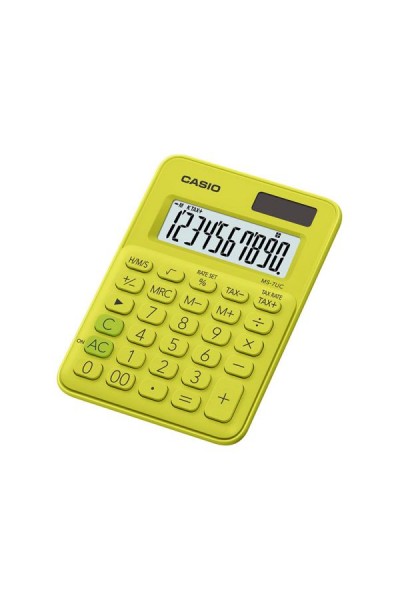 KRN030638 آلة حاسبة مكتبية سعة 10 أرقام من Casio MS-7UC-YG، لون أصفر ليموني