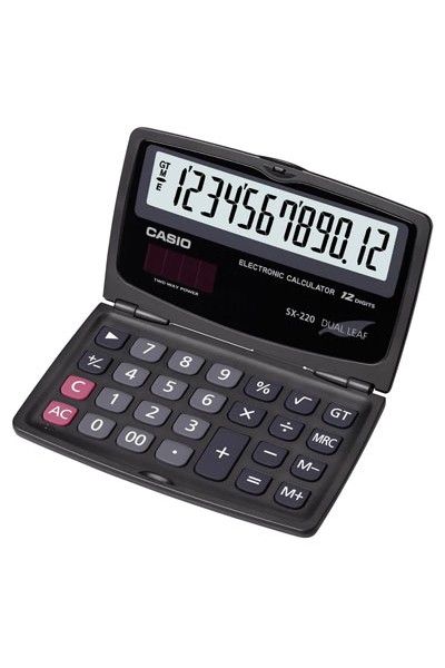 KRN030668 آلة حاسبة بغطاء للجيب مكونة من 12 رقمًا من Casio SX-220
