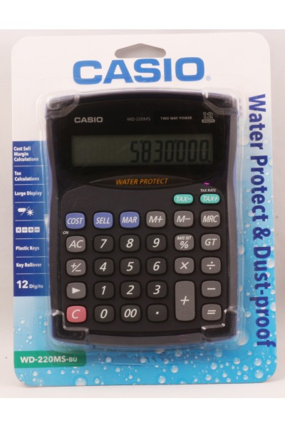 KRN030670 آلة حاسبة سطح المكتب Casio WD-220MS-BU ذات 12 رقم مقاومة للماء والغبار