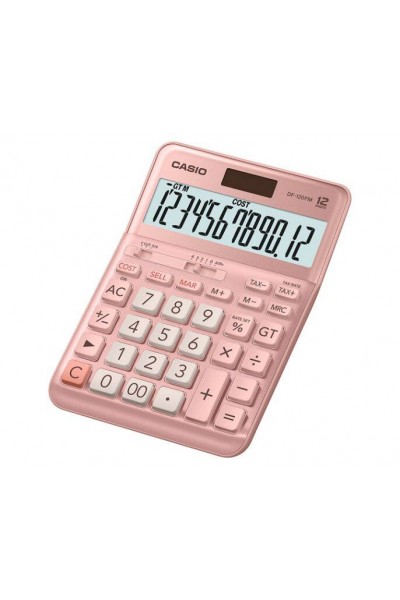 KRN030711 آلة حاسبة مكتبية من كاسيو DF-120FM-PK باللون الوردي، سعة 12 رقمًا