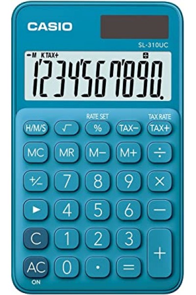 KRN030728 آلة حاسبة من نوع الجيب باللون الأزرق من كاسيو (SL-310UC-BU) سعة 10 أرقام