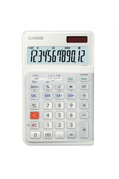 KRN030760 كاسيو JE-12E-WE آلة حاسبة مكتبية ذات 12 رقم باللون الأبيض مع مفاتيح مريحة