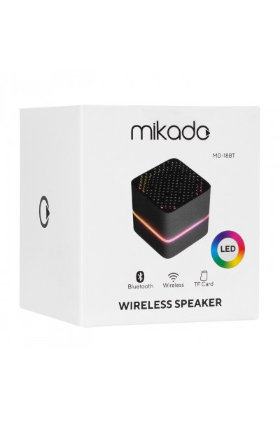 KRN031258 Mikado MD-18BT أسود DC 5V-USB TF بطاقة بلوتوث LED مضاءة قابلة للشحن