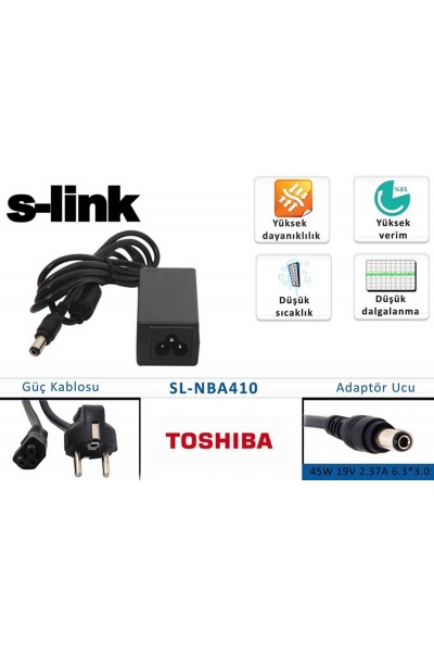 KRN032033 S-link sl-nba410 45W 19V 2.37A 6.3-3.0 محول الكمبيوتر المحمول توشيبا