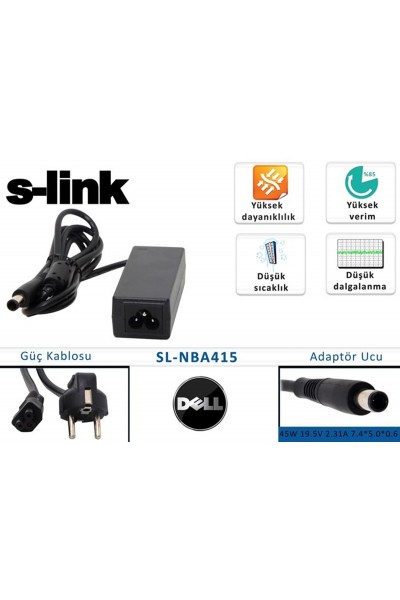 KRN032034 S-link sl-nba415 45w 19.5v 2.31a 7.4-5.0-0.6 Dell محول الكمبيوتر المحمول