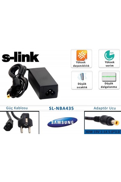 KRN032038 S-link SL-NBA435 40 وات 19 فولت 2.1a 5.0-3.0 محول Samsung Notebook القياسي