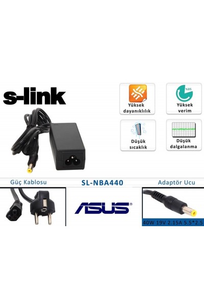 KRN032039 S-link SL-NBA440 40 واط 19 فولت 2.15a 5.5-2.5 محول الكمبيوتر المحمول Asus