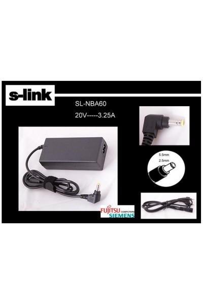 KRN032049 S-link SL-NBA60 20v 3.25a 5.5-2.5 محول الكمبيوتر المحمول