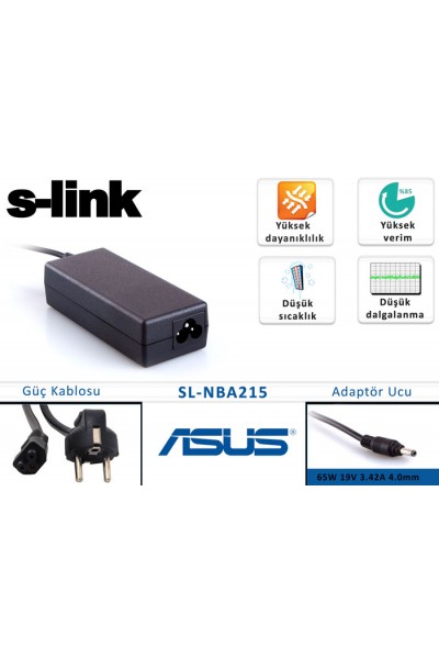 KRN032069 S-link SL-NBA215 65W 19V 3.42A 4.0mm-1.5mm Asus Ultrabook محول قياسي