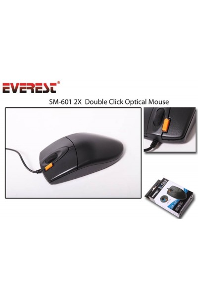 KRN032281 Everest SM-601U ماوس USB ضوئي أسود 800 نقطة في البوصة 3 أزرار طول الكابل 1.4 متر