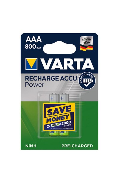 Varta Şarjlı İnce Kalem Pil (AAA) 800 MAH 1,2 V 2 Lİ