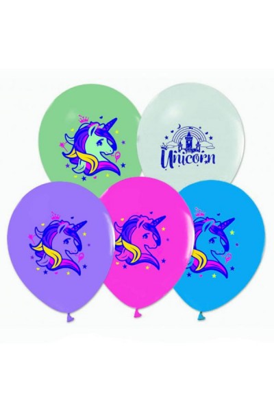 Balonevi Balon Unicorni Baskılı Pastelı 4+1 100 LÜ
