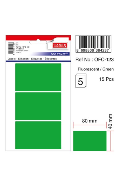 KRN014763 حقيبة ملصقات للمكتب من تانيكس مقاس 48 × 80 مم لون أخضر OFC-123