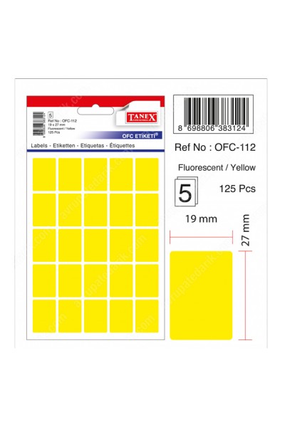 KRN014767 حقيبة ملصقات للمكتب من تانيكس مقاس 74x100 ملم لون أصفر OFC-125