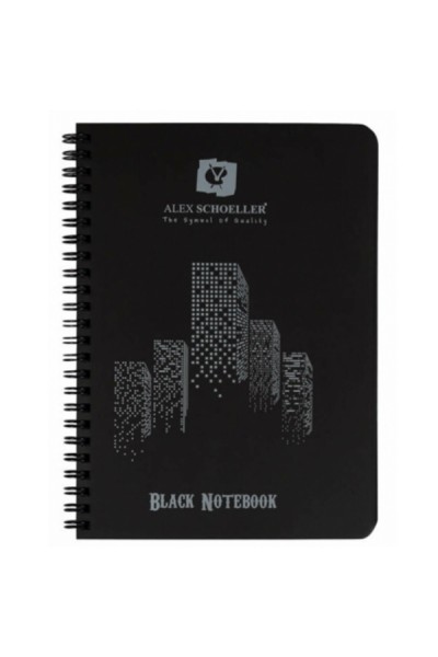 KRN0242 دفتر دفاتر أليكس شولر الحلزوني بغلاف بلاستيكي أسود 60 ص.ب A5 100.05