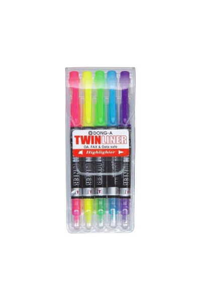  KRN08301 Twinliner قلم تمييز مختلط اللون نوع القلم مزدوج الجوانب 5 قطع