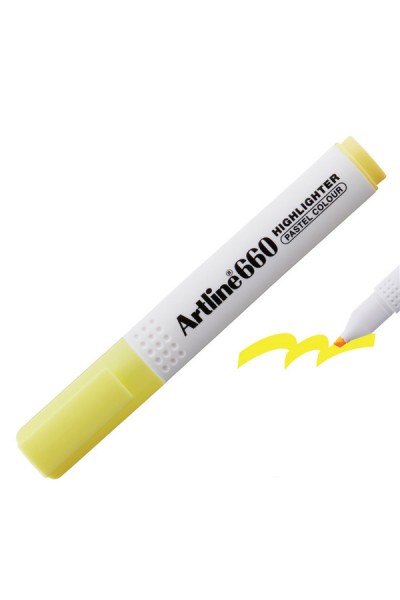 KRN09348 قلم تمييز ارتلاين برأس مقطوع 1.0-4.0 ملم أصفر باستيل EK-660N