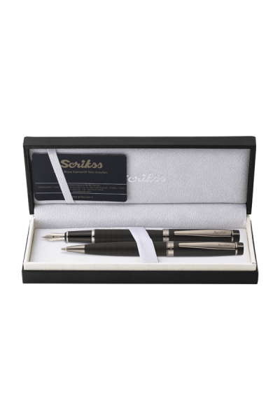 KRN09549 مجموعة أقلام سكريكس + قلم حبر جاف أسود غير لامع 38