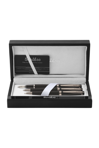 KRN09596 مجموعة أقلام سكريكس + قلم حبر جاف + أسود مطفي متعدد الاستخدامات 38
