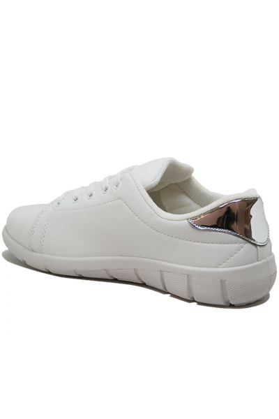 Modamela K088 Beyaz Deri Bağcıklı Kadın Spor Ayakkabı