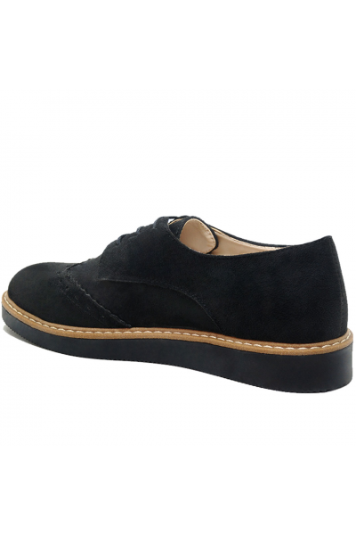 Modamela K058 Siyah Süet Bağcıklı Kadın Ayakkabı