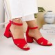 Modamela K129 Kırmızı Süet Topuklu Kadın Ayakkabı