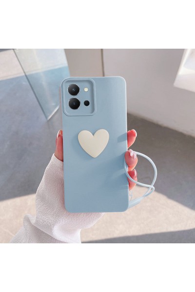 جراب سيليكون لهاتف Vivo Y36 Love Heart باللون الأزرق الفاتح