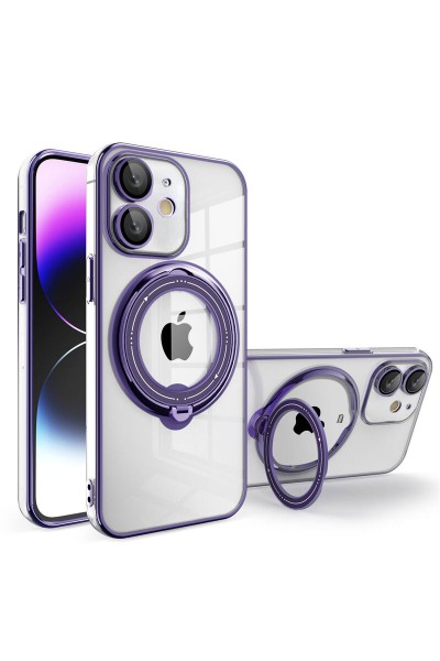 حافظة هاتف Apple iPhone 11 Zebana معظم السيليكون مع حامل مغناطيسي يدعم الشحن اللاسلكي باللون الأرجواني الداكن