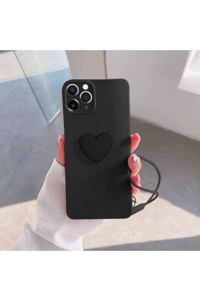 Apple - iPhone 11 Pro Zebana Kalpli Love Silikon Kılıf - Siyah