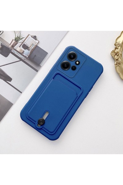 جراب Xiaomi Redmi Note 12 Zebana من السيليكون الناعم مع حامل بطاقة ذهبي وردي